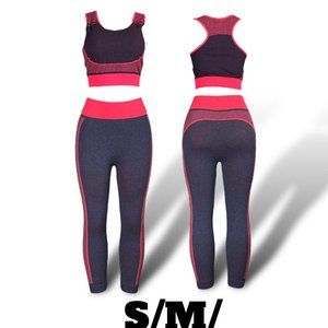 Women's 2 Piece Workout Set High Waist Leggings Crop Top Gym Outfit